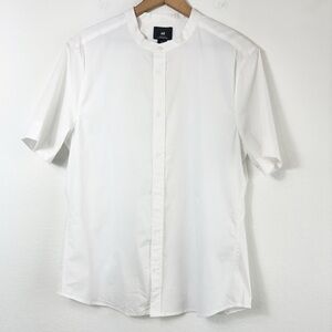 H&M Muscle Fit Men White Shirt Short Sleeve Button Up Brand New Size Large New